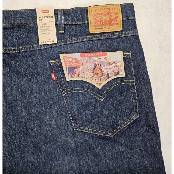 Levis  Jeans Mens Sz 60 X 32 Western Fit NEW Stretch Big & Tall NEW Straight Leg - Picture 8 of 10